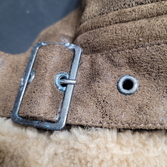 Rainforest Brown Sherpa Lined Full Zip Rain Resistant Bomber Jacket Size Small - Picture 10 of 11